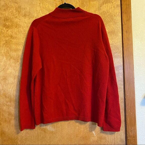Charter Club 100% Cashmere Red Turtleneck Christmas Sweater - Picture 10 of 12